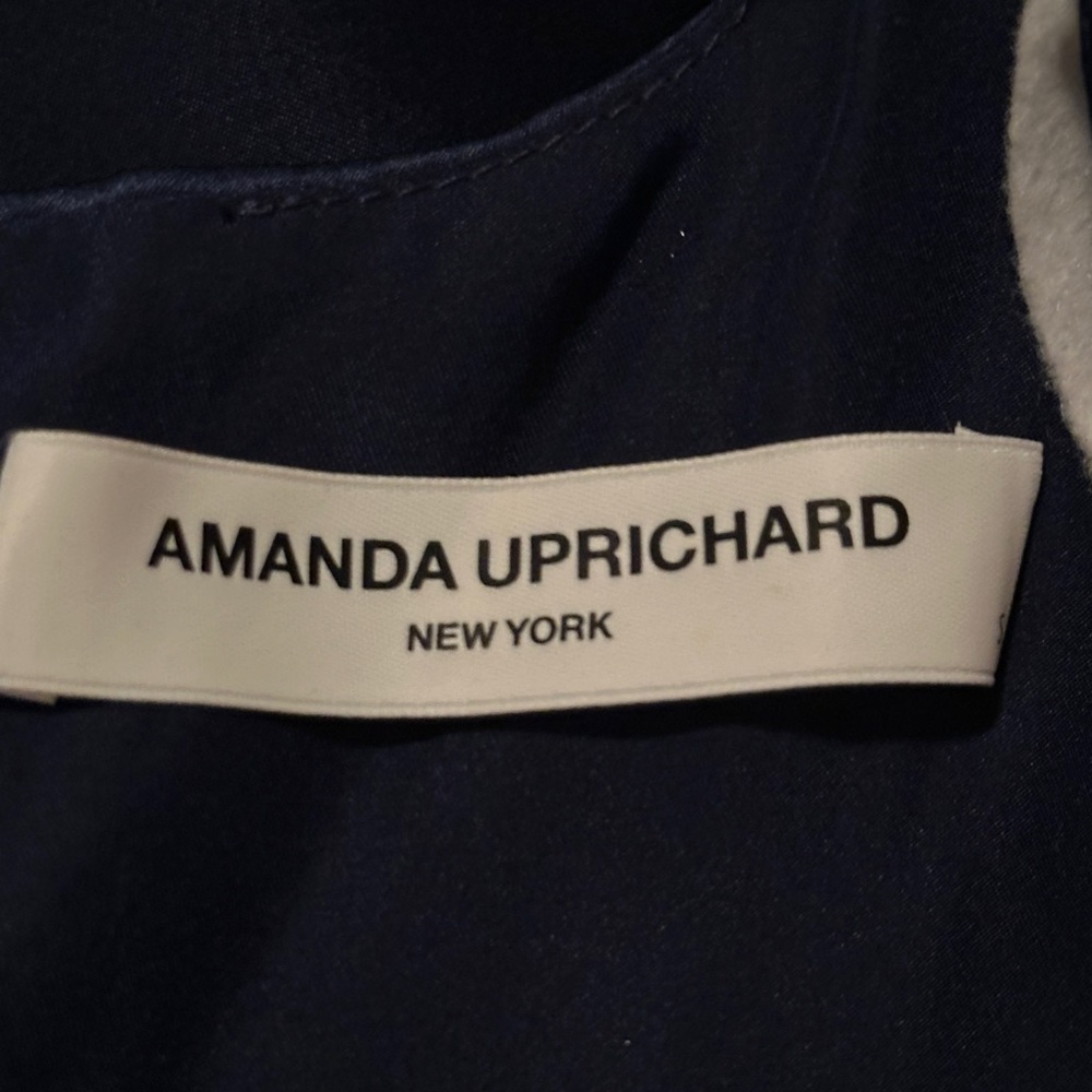 Amanda Uprichard New York 100% Silk Navy Blue Dress Women’s S/M Asymmetrical Hem - Picture 12 of 13